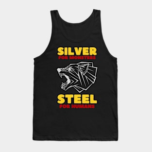 Snarling Wolf - Silver for Monsters - Steel for Humans - Colors - Fantasy Tank Top